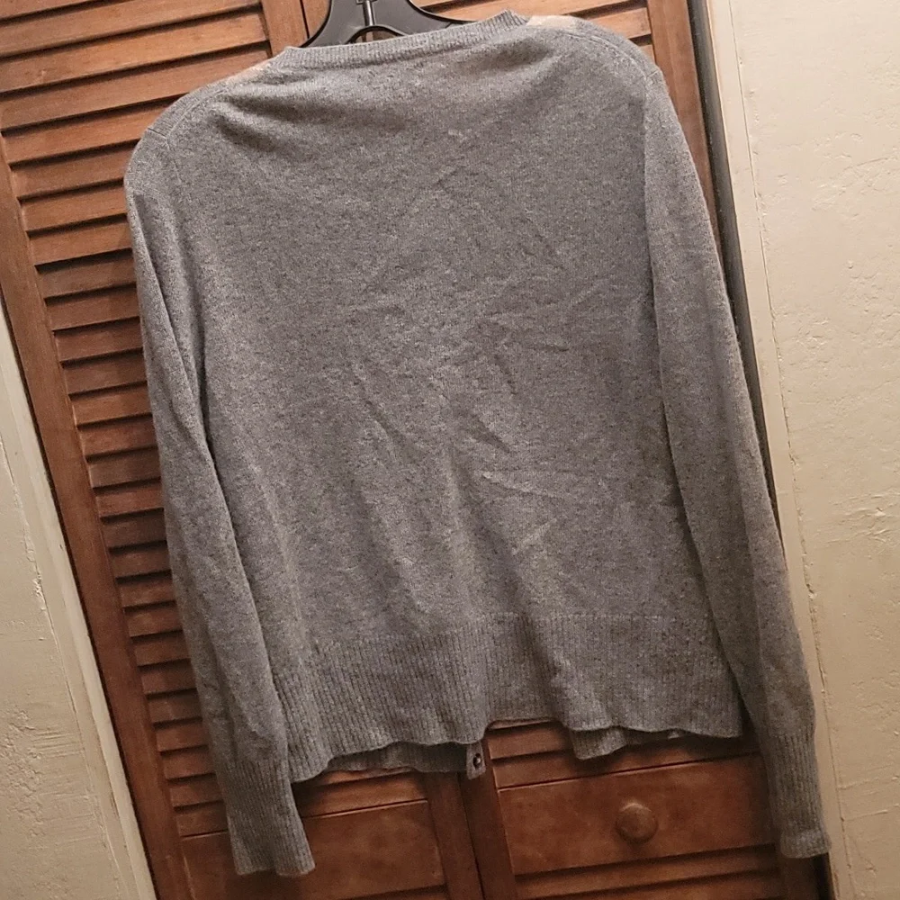 Apt 9 Gray Argyle Cashmere Cardigan Sweater Women's Large - Picture 5 of 5